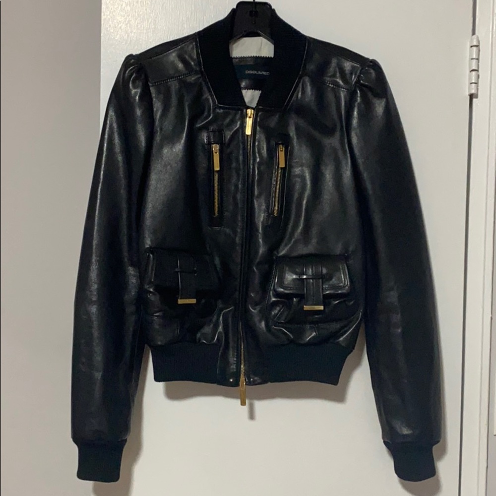 Dsquqred leather jacket size 44 ( Italian )